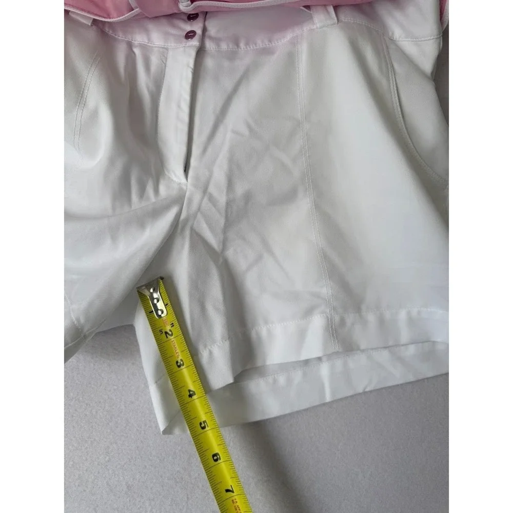 Nike Golf  Dri Fit Skort Women 12 Pink White Belted Stretch Athletic Lightweight - Picture 10 of 16